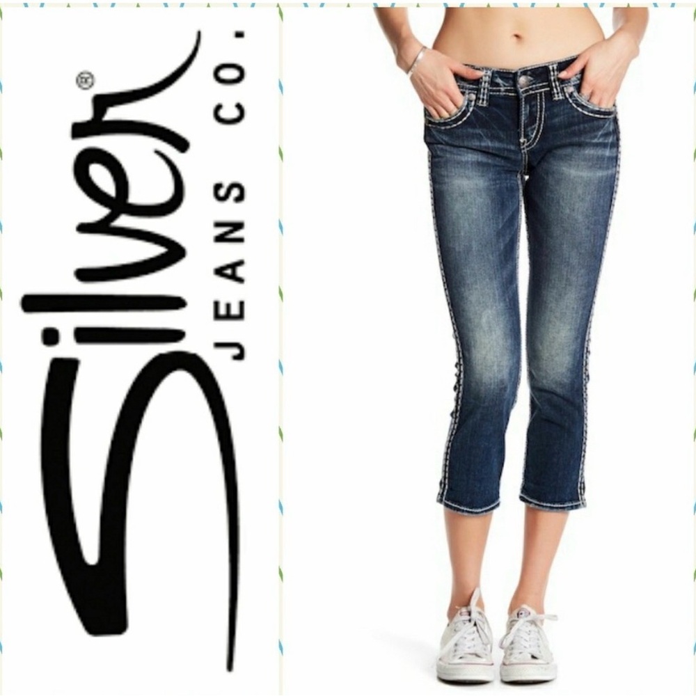 Silver Jeans Women's Dark Blue Capri Bootcut Jeans